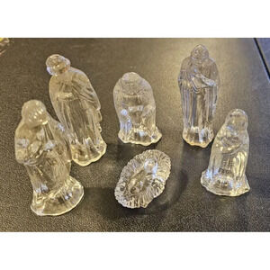 Vintage Christmas House Clear Glass Ornaments Six Nativity Scene No Box EUC